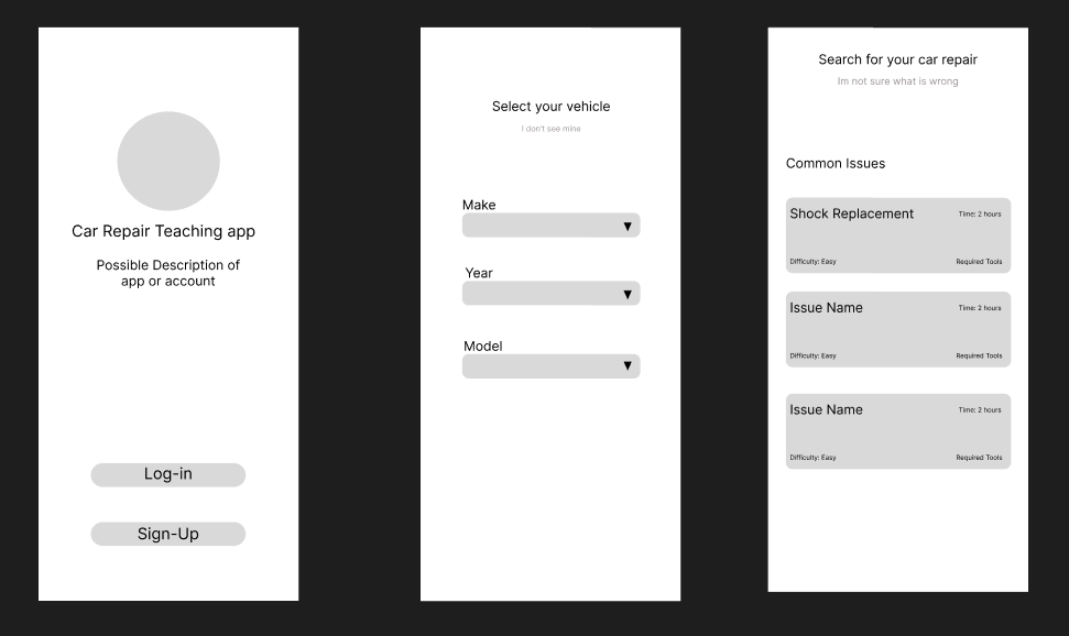 Learn It app wireframes